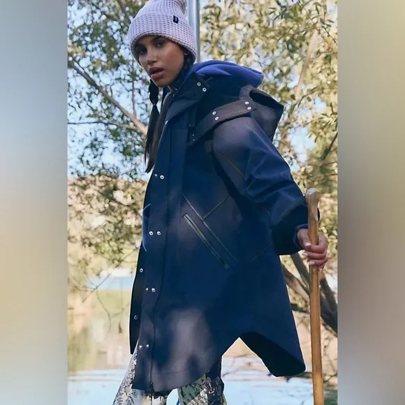 Free People Moon Magic Reflective Rain Parka Size Small NWT - Picture 3 of 17